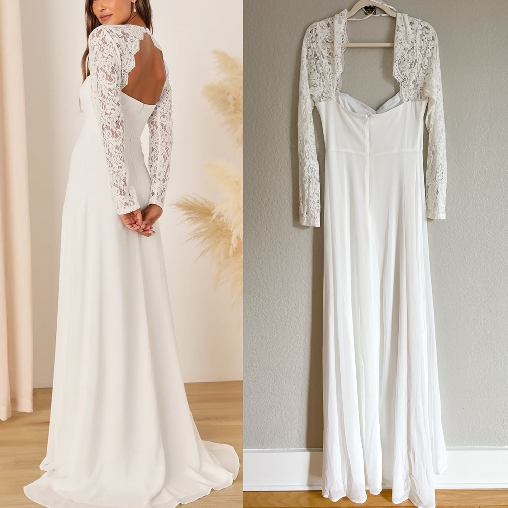 Lulu's White Long Sleeve Lace Dress